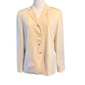 Travis Ayers Petite Women's Pale Yellow Silk Blazer.  Size 10P